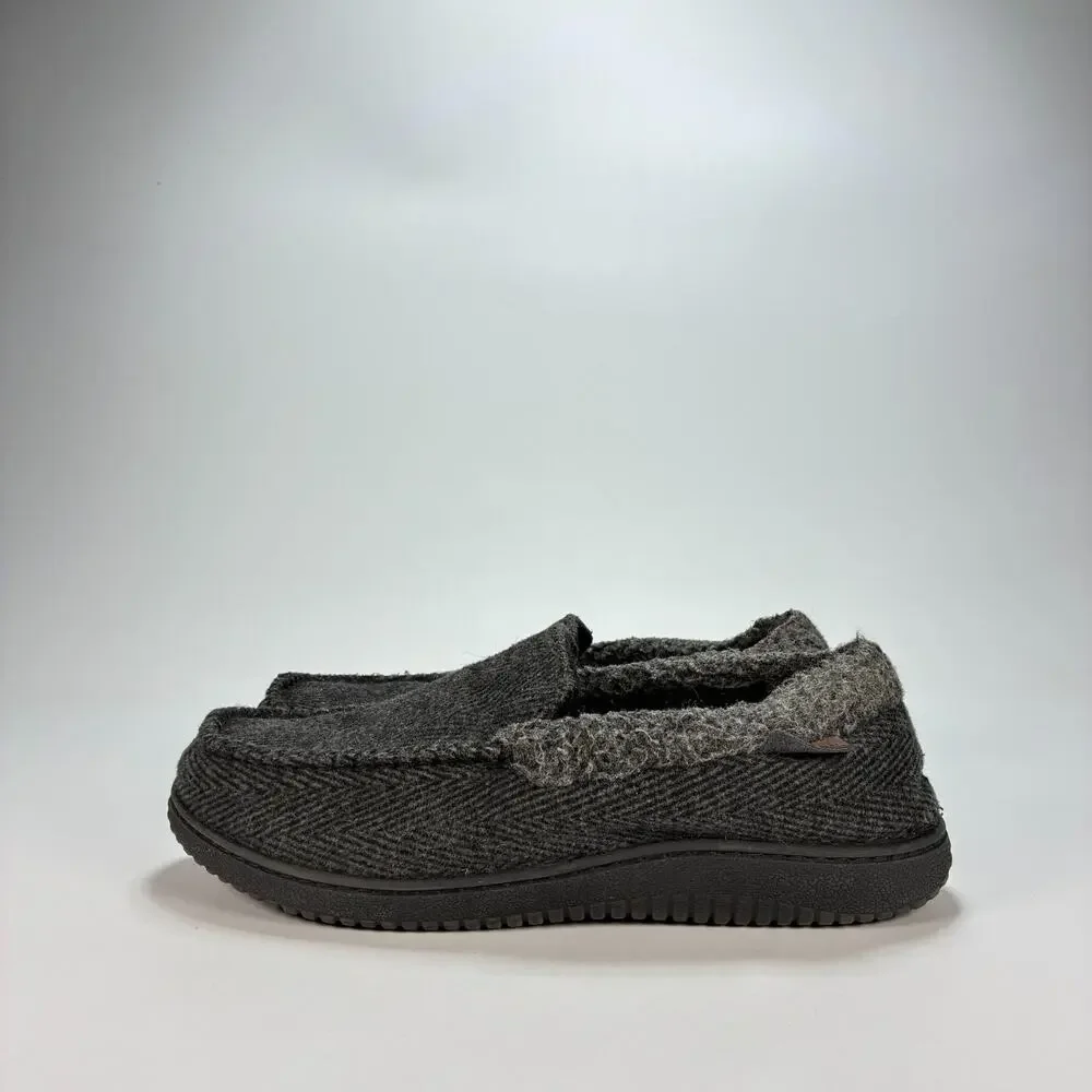 Dearfoams Brendan Gray Herringbone Indoor Outdoor Clog Slippers Men's Size 10